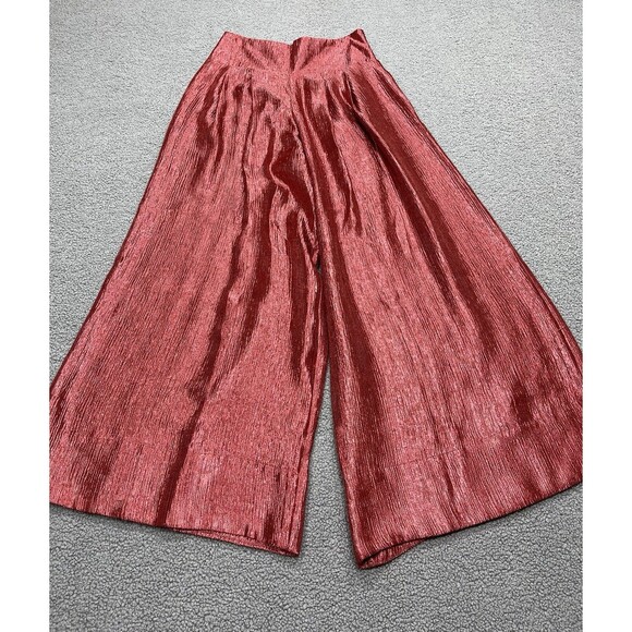 Free People Red Wide Leg Palazzo PANTS - Picture 3 of 10